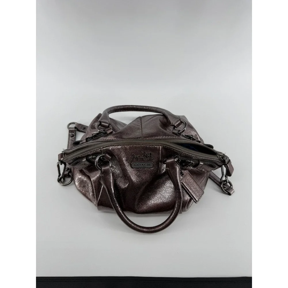 Coach Madison Sophia Satchel Metallic Pewter Leather Handbag 18610